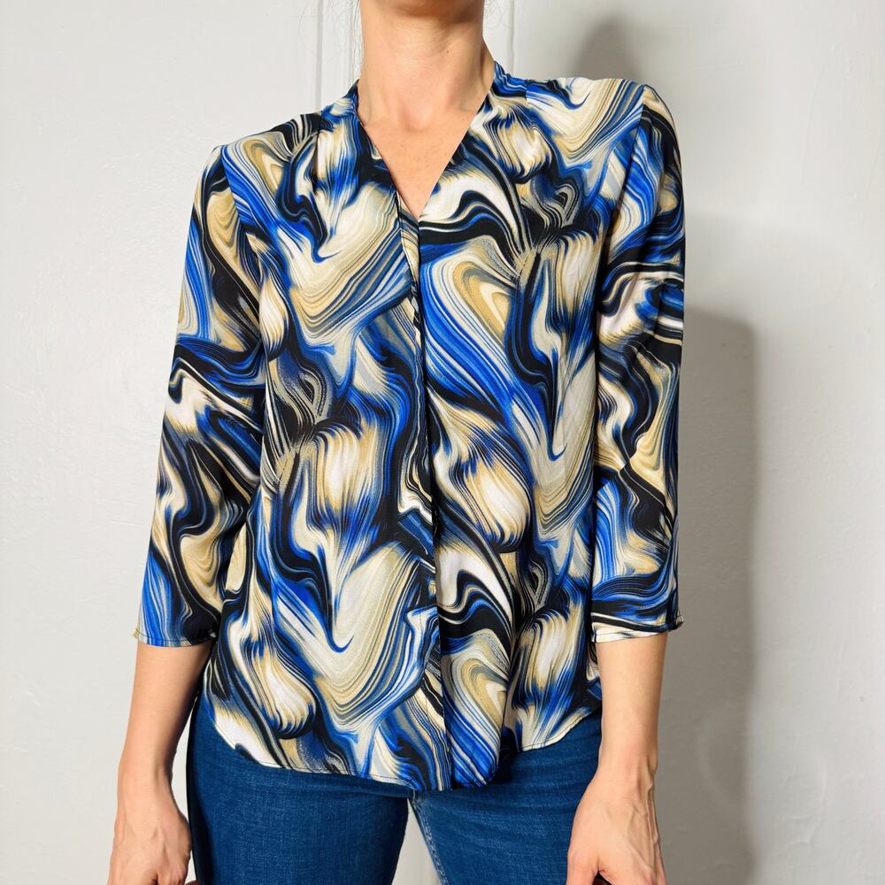 2000s Sami & Jo Marbled Blouse Size S‎